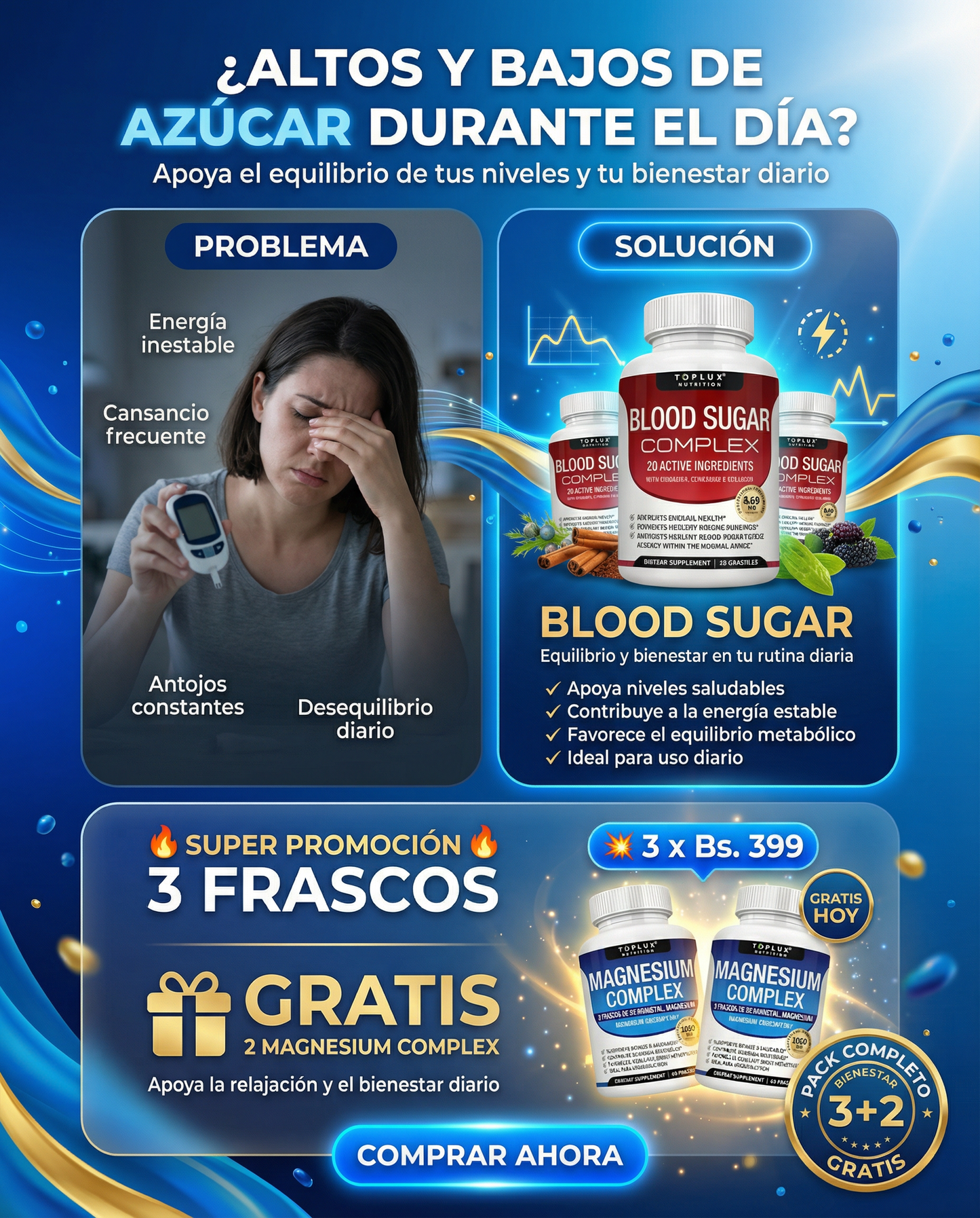 BLOOD SUGAR COMPLEX - Ayuda a regular los niveles de azúcar en Sangre+ Magnesium complex