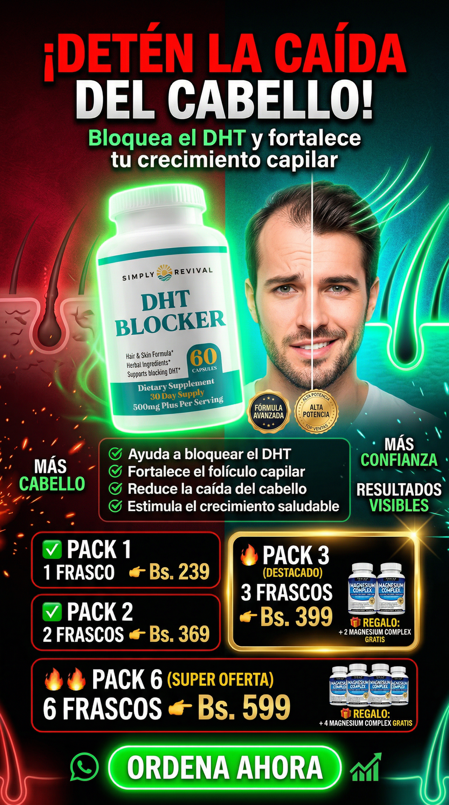 DHT BLOCKER - REACTIVA EL CRECIMIENTO DE TU CABELLO + MAGNESIUM COMPLEX