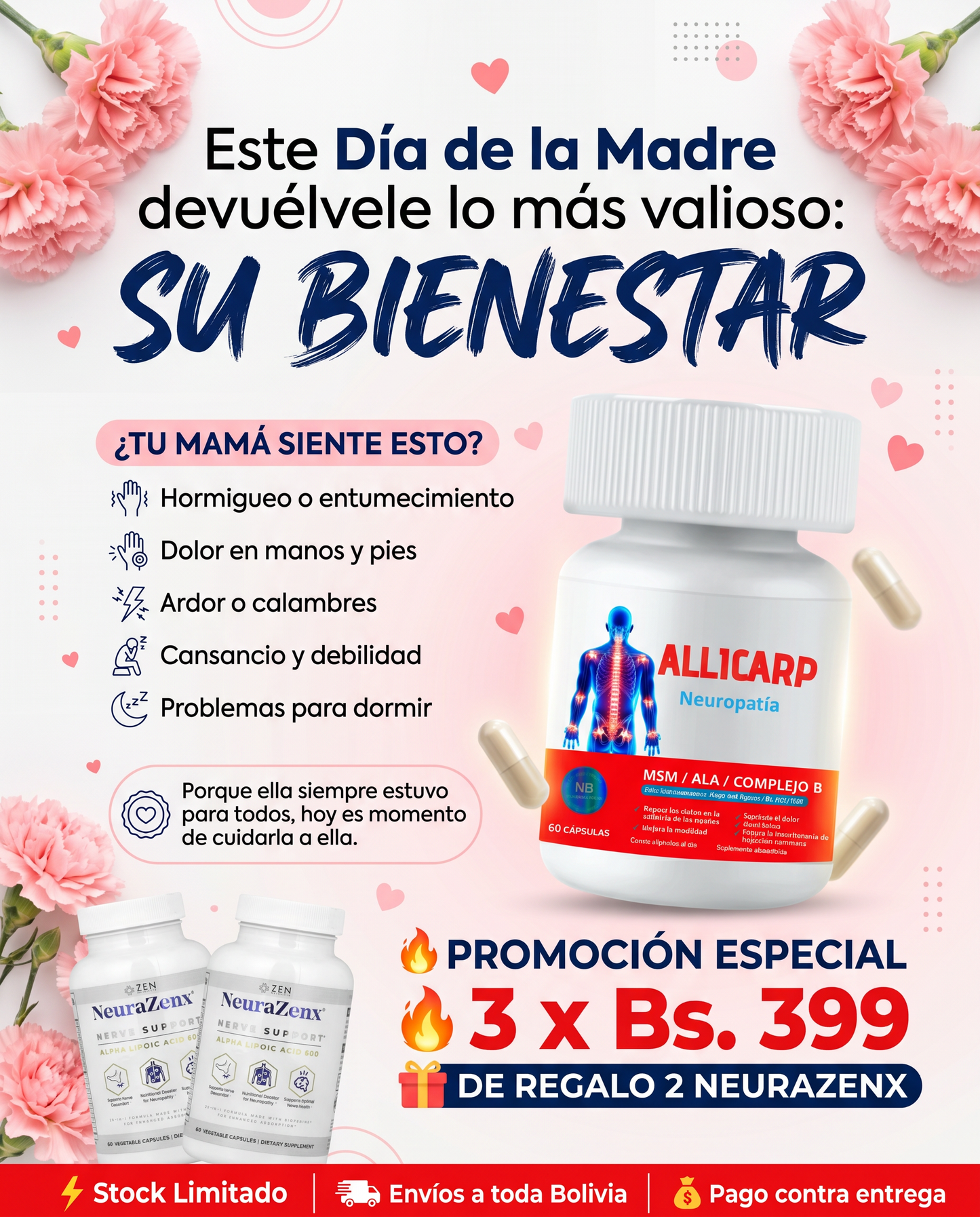 PROMO 3 frascos de Allicarp + GRATIS 🎁Neurazenx