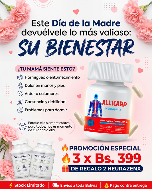 PROMO 3 frascos de Allicarp + GRATIS 🎁Neurazenx