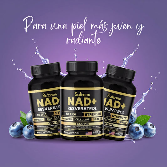 NAD + Resveratrol revitaliza tu cuerpo - Promo 3 frascos + regalo 2 tensor facial