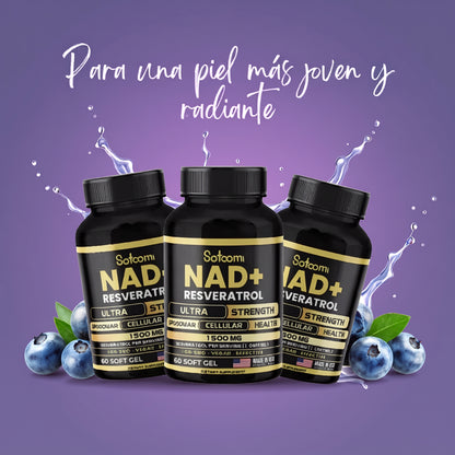 NAD + Resveratrol revitaliza tu cuerpo - Promo 3 frascos + regalo 2 frascos de Magnesium complex